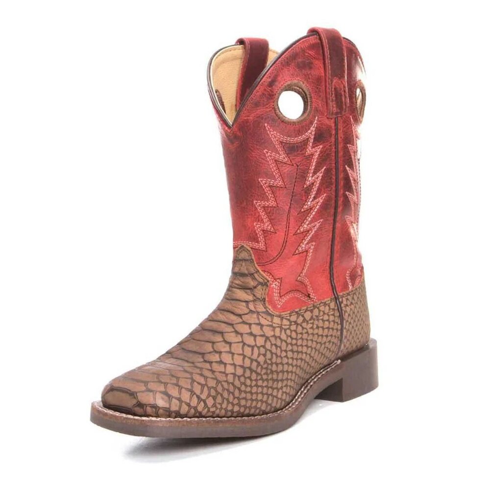 Smoky Mountain Youth Brown Viper and Red Square Toe Boots style 3072 Y